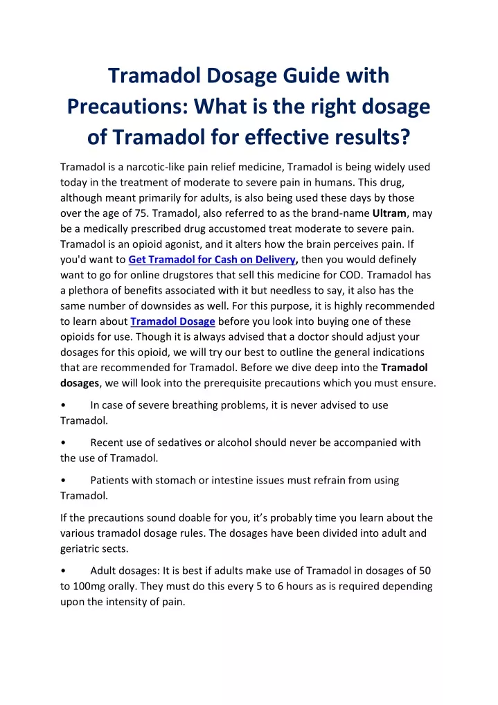 tramadol dosage guide with precautions what