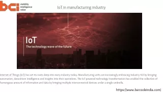 IOT Technology, IOT in Manufacturing Industry - Bar Code India