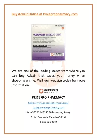 Buy Advair Online at Pricepropharmacy.com