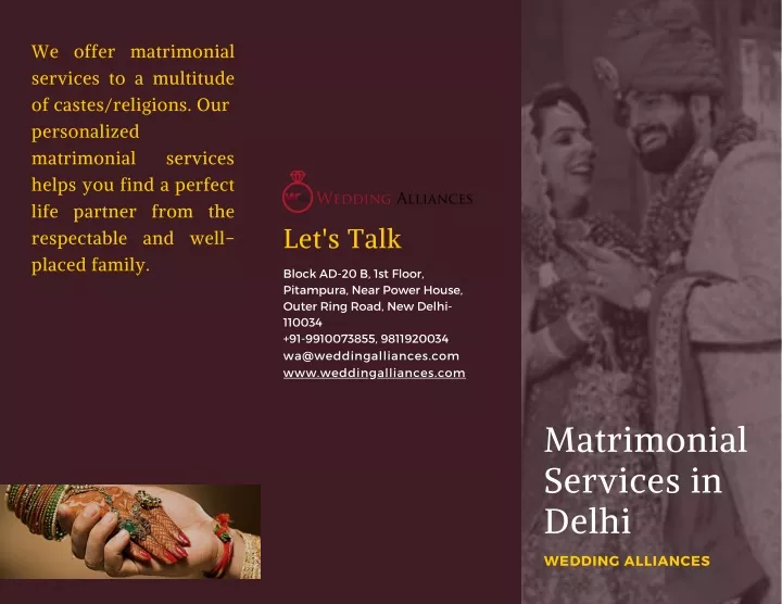 we offer matrimonial services to a multitude