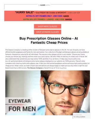 Buy Prescription Glasses Online - At Fantastic Cheap Prices
