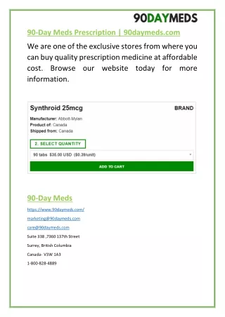 90-Day Meds Prescription | 90daymeds.com