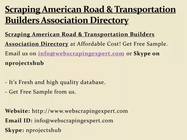 scraping american road transportation builders association directory
