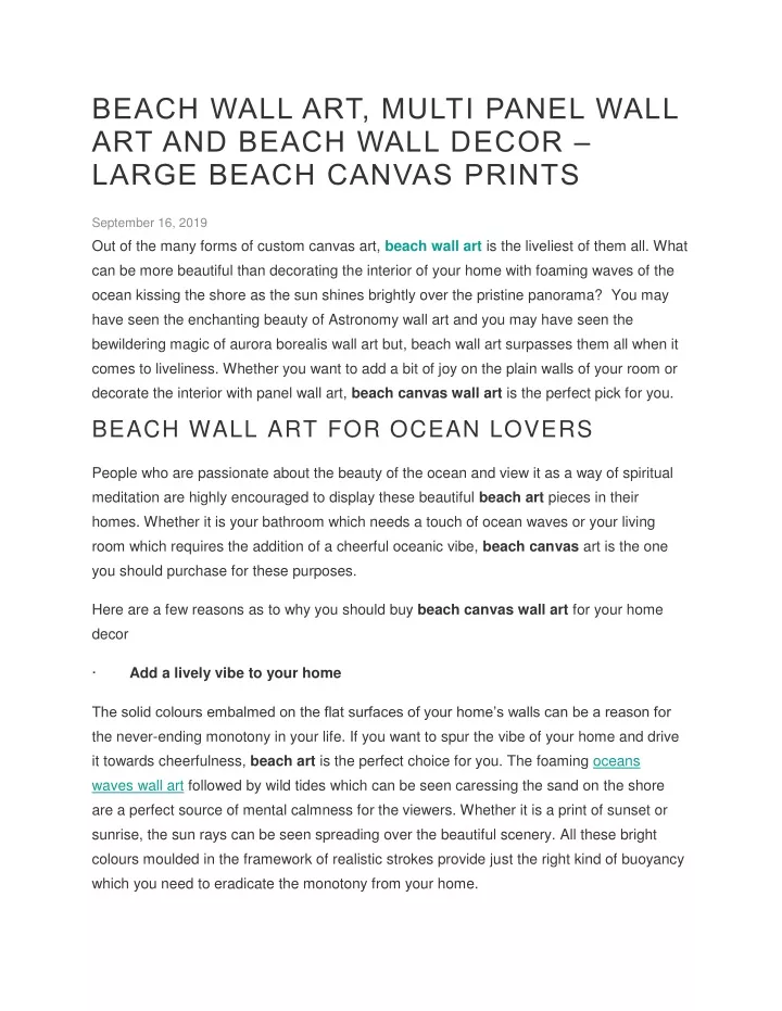 beach wall art multi panel wall art and beach