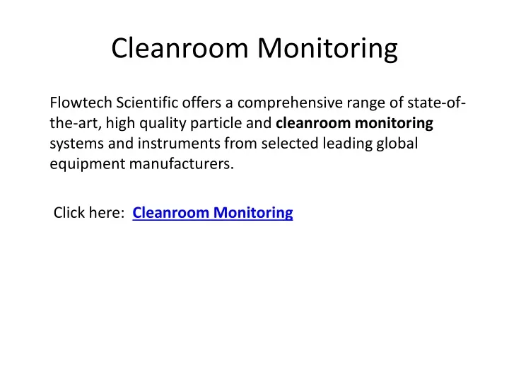 cleanroom monitoring