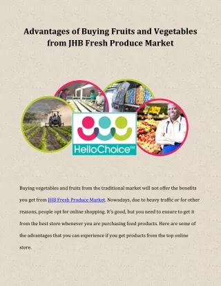 Advantages of Buying Fruits and Vegetables from JHB Fresh Produce Market