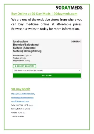 Buy Online at 90-Day Meds | 90daymeds.com