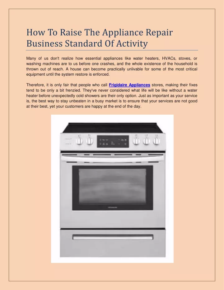 how to raise the appliance repair business