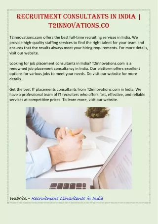 Recruitment Consultants in India | T2innovations.co