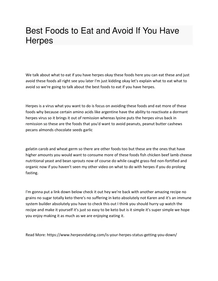 best foods to eat and avoid if you have herpes