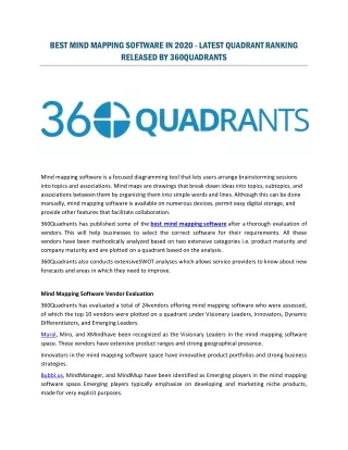 BEST MIND MAPPING SOFTWARE IN 2020 - LATEST QUADRANT RANKING RELEASED BY 360QUADRANTS