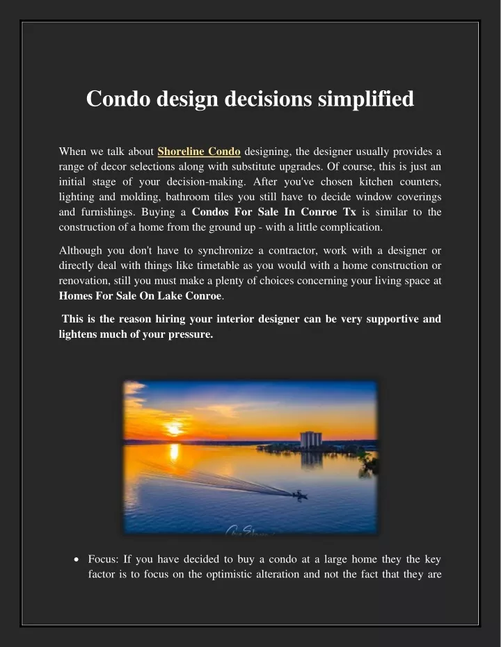 condo design decisions simplified