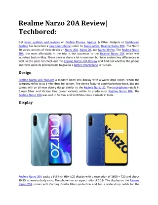 Realme Narzo 20A Review| Techbored: