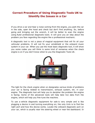 correct procedure of using diagnostic tools