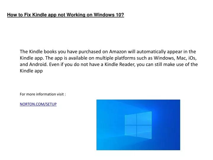 how to fix kindle app not working on windows 10