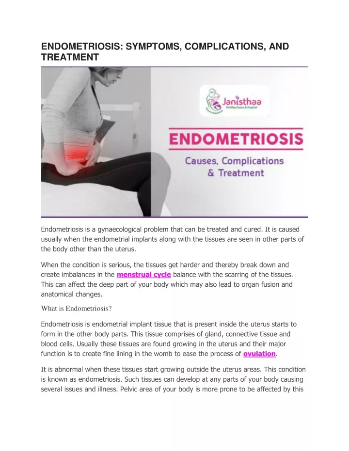 endometriosis symptoms complications and treatment