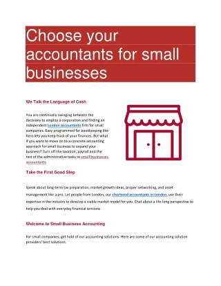 Choose your accountants for small businesses