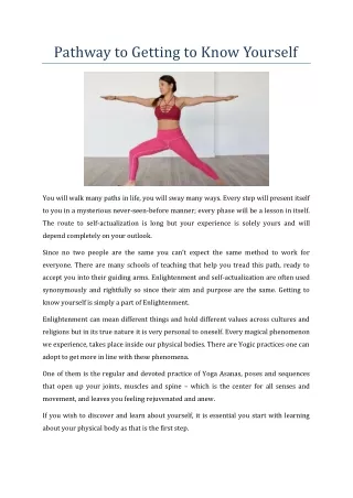 pathway to getting to know yourself