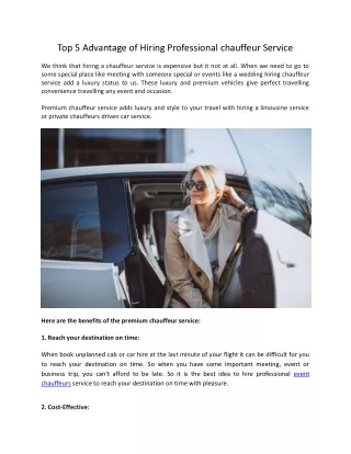 top 5 advantage of hiring professional chauffeur