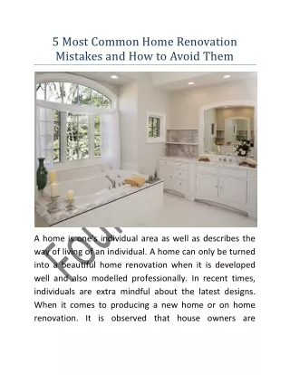 5 most common home renovation mistakes