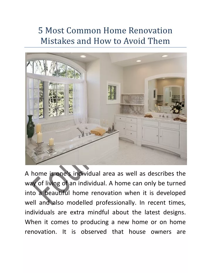 5 most common home renovation mistakes