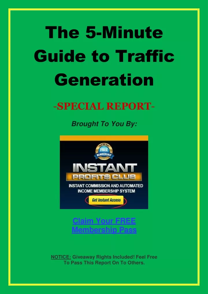 the 5 minute guide to traffic generation