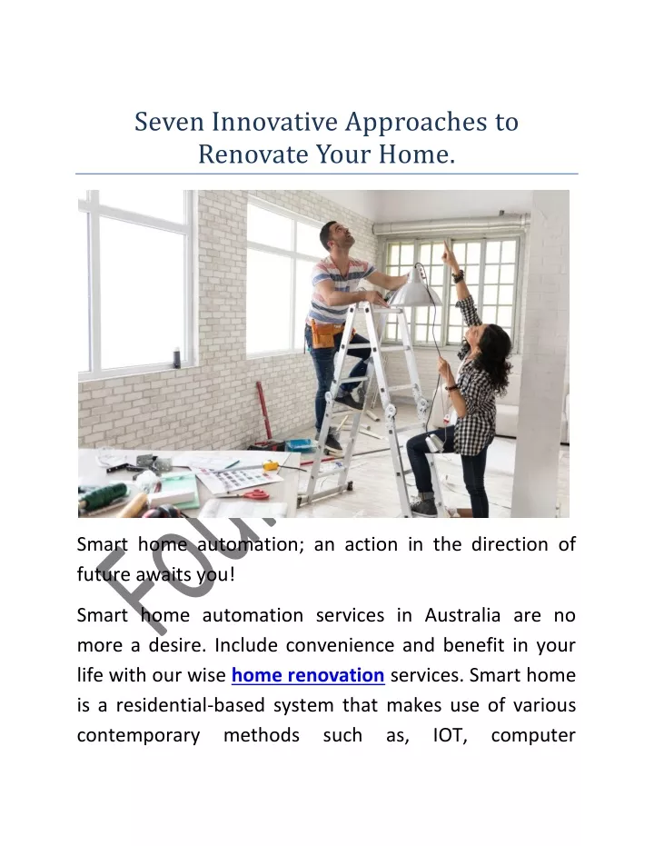 seven innovative approaches to renovate your home
