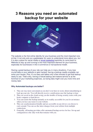 3 reasons you need an automated backup for your