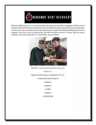 Debt Collection Singapore | Redeemerdebtrecovery.com