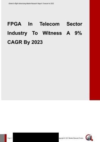FPGA In Telecom Sector Industry by Type, Applications, Deployment, Trends & Demands - Global Forecast to 2023