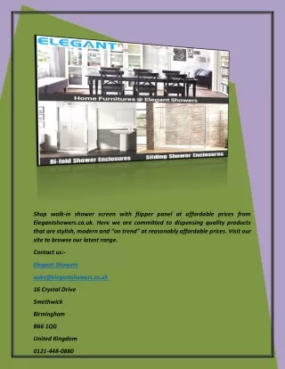 shop walk in shower screen with flipper panel