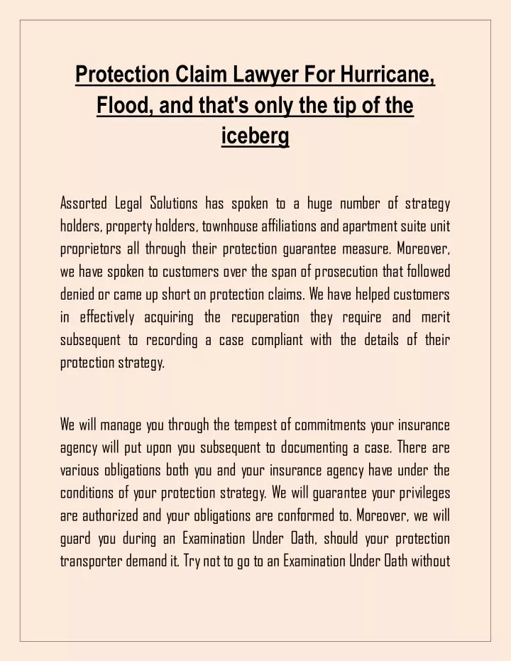 protection claim lawyer for hurricane flood