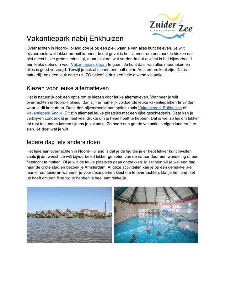 vakantiepark nabij enkhuizen