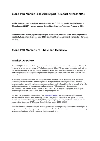 cloud pbx market research report global forecast