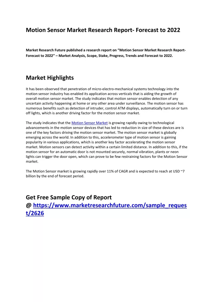 motion sensor market research report forecast
