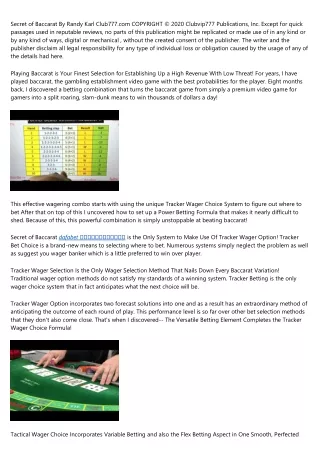 Steps to win Baccarat