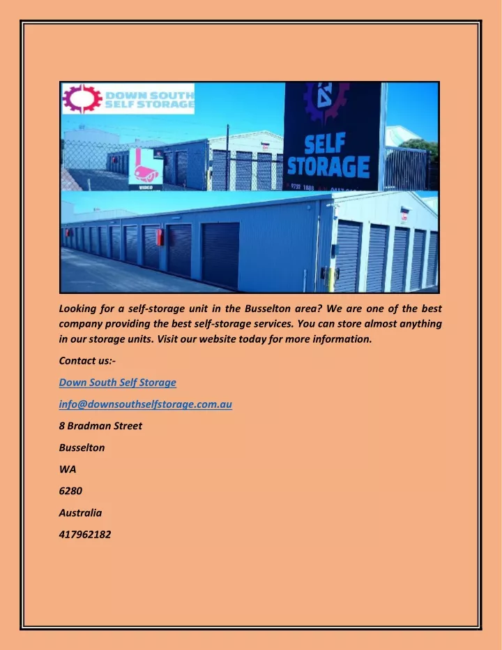 looking for a self storage unit in the busselton