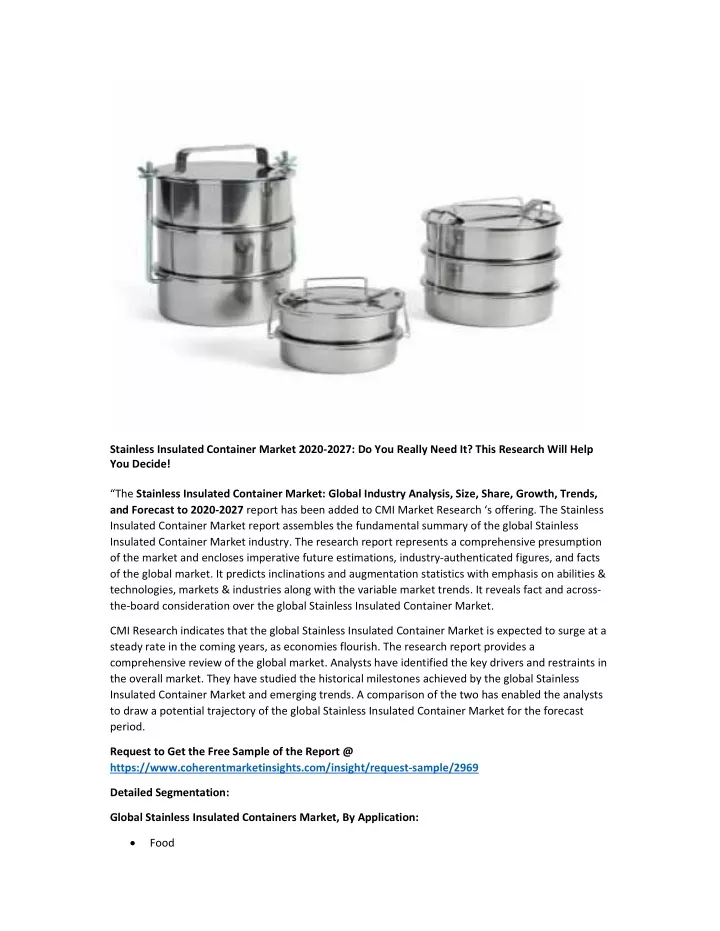 stainless insulated container market 2020 2027