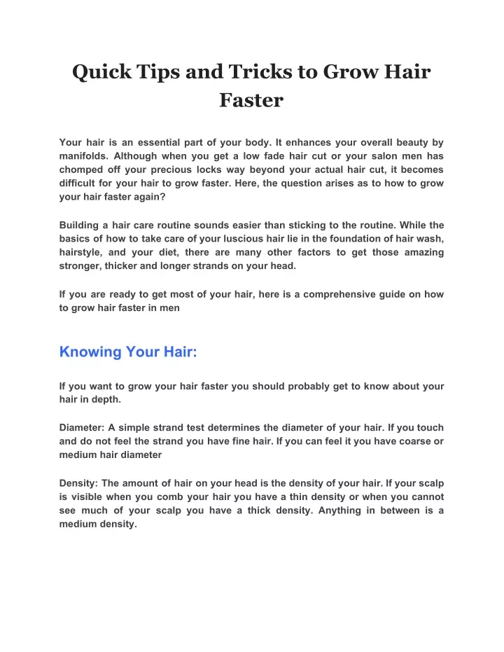 quick tips and tricks to grow hair faster
