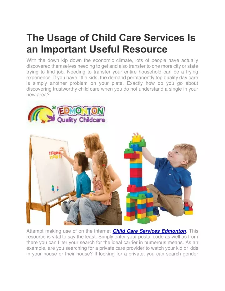 the usage of child care services is an important