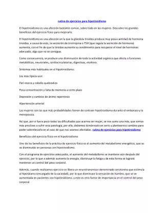 rutina de ejercicios para hipotiroidismo