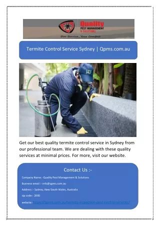 Termite Control Service Sydney | Qpms.com.au