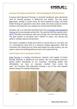 Quality European Oak Engineered Flooring in Melbourne - Oslek Flooring