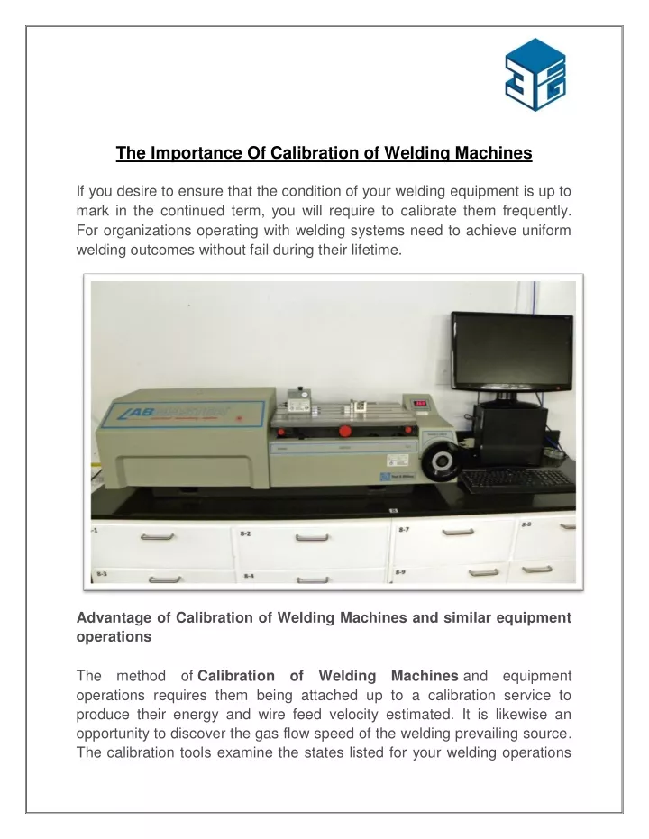 the importance of calibration of welding machines
