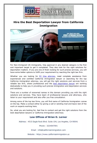Hire the Best Deportation Lawyer from California Immigration