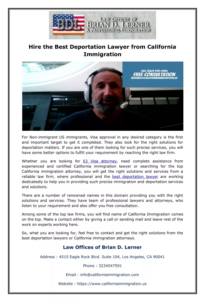 hire the best deportation lawyer from california