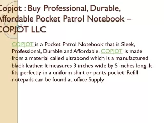 Copjot : Buy Professional, Durable, Affordable Pocket Patrol Notebook – COPJOT LLC