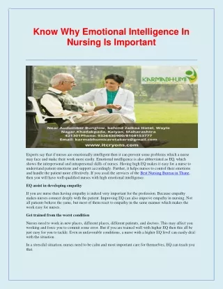 know why emotional intelligence in nursing