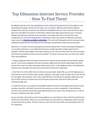 top edmonton internet service provider