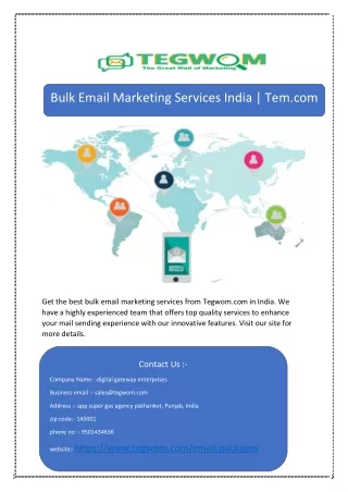 Bulk Email Marketing Services India | Tegwom.com